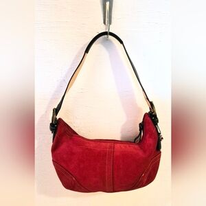 Coach Poppy Red Suede Hobo Bag